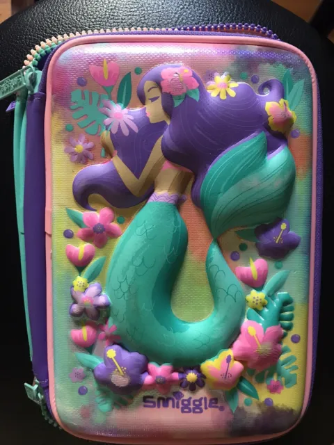 Smiggle Hard Top Pencil Case With 3 Zip Openings Lots Of Space To Store Mermaid