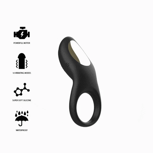 Anello ibiza fallico in silicone nero con telecomando wireless ricaricabile usb