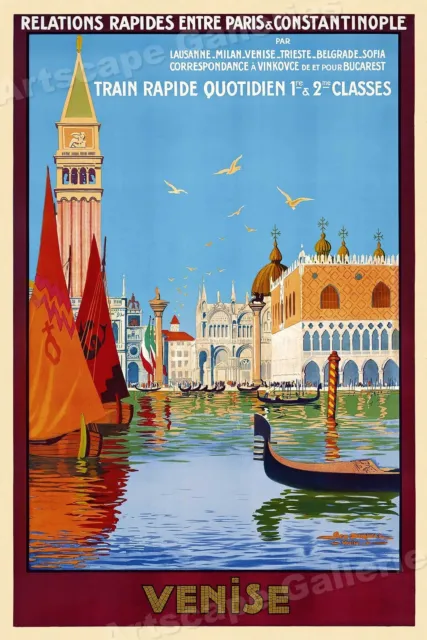 1920s Venice Italy Vintage Style Italian Travel Poster - 16x24