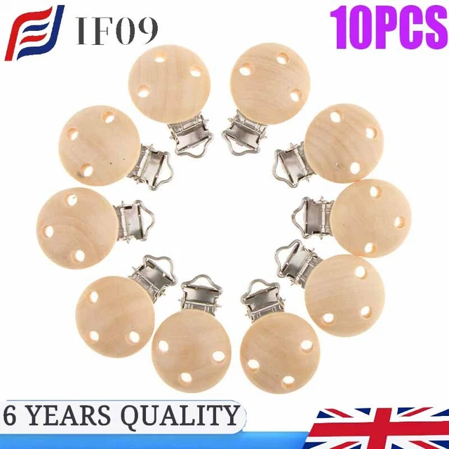 Baby Pacifier Clips Wooden Dummy Clips Soother Holder For Attached To Clothes UK