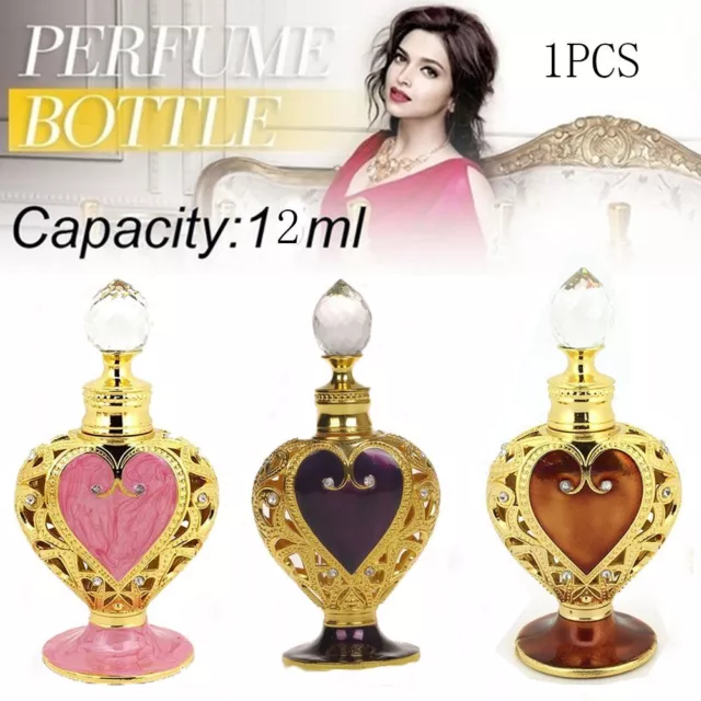 12ml Perfume Bottle Purple Heart Retro Golden Lace Refillable Empty Glass Bottle