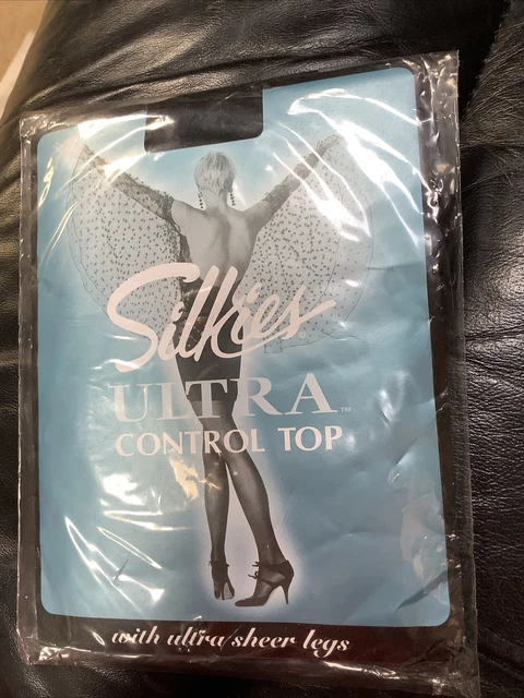 🌼🦵👠NEW PAIR SILKIES Size TALL Ultra Control Top Tights BLACK