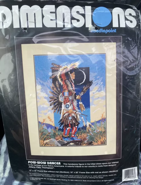 New! Dimensions Needlepoint Pow-Wow Dancer 1994 Native Americans 12” X 16” Frame