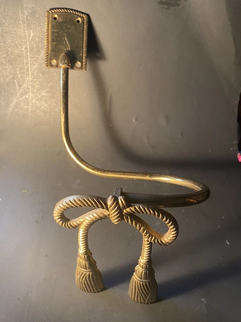 one brass curtain drapery tie pull back bows tassel vintage