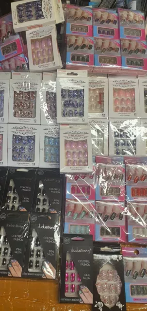 Clearance Joblot Stick On Nails Joblot Offer  ** Random 5 Packs ** ONLY £10