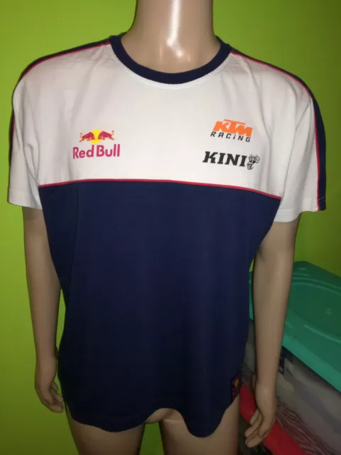 T Shirt Uomo Biancoblu Manica Corta Marca Kini Red Bull Ktm Racing Taglia Xl