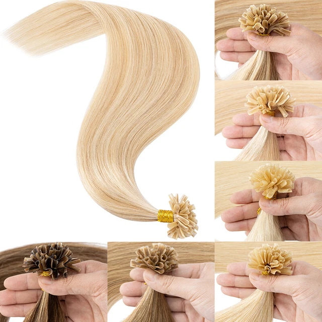 Keratin Nail U Tip 100% Real Russian Remy Human Hair Extensions Micro Bonds USPS