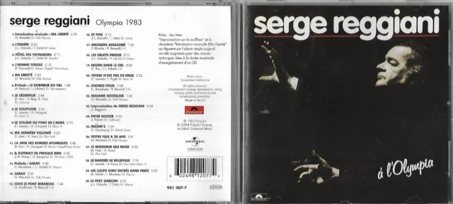 CD 30 TITRES SERGE REGGIANI OLYMPIA 1983  Polydor – 981 207-7 DE 2004
