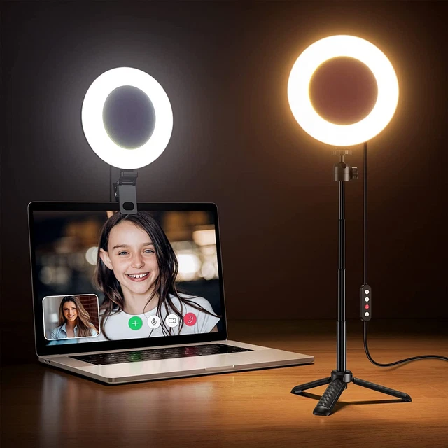 Weilisi 6.5'' Ring Light for Computer with Adjustable Tripod,3 Light Modes Video