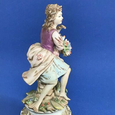 VECCHIA SCULTURA STATUINA FIGURA DONNA NAPOLETANA CERAMICA CAPODIMONTE CP NAPOLI 