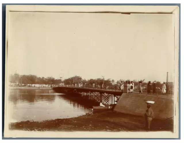 Sénégal, Saint Louis, Pont à Saint Louis  Vintage citrate print. Tirage citr