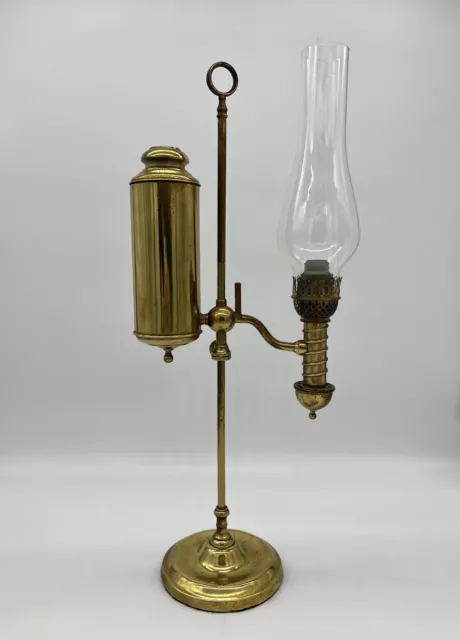 Antique 1877 Manhattan Brass Co. Single Burner Student Lamp- Not Electrified