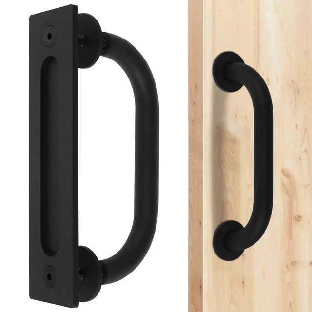 8" Inch Sliding Barn Door Handle Pull Flush Gate Hardware Set Iron Matte Black!