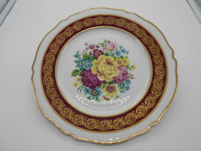 Lot D'assiettes Anciennes Collection, Motif Paysage Floral, Style Art Déco, Porcelaine Marron