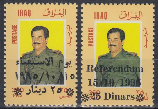 Irak Irak 1995 ** Mi.1537/38 referéndum presidente Hussein