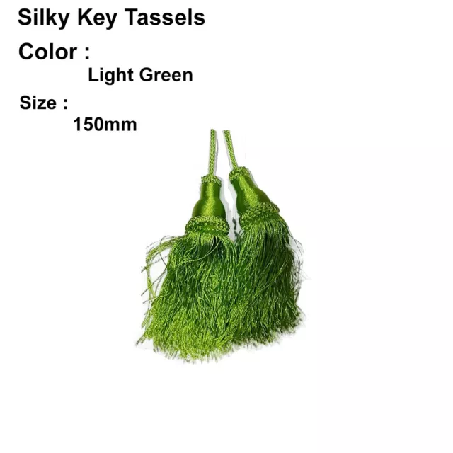 2X Silky Key Tassels, Cushions, Blinds,Bibles , Curtains,Light Green