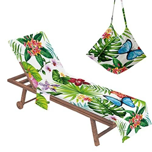 Chaise Lounge Cover,Beach Chair Towel,Leopard Beach Towel for Pool Chairs and