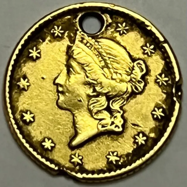 1853 Type 1 $1 Liberty Gold Dollar: Holed