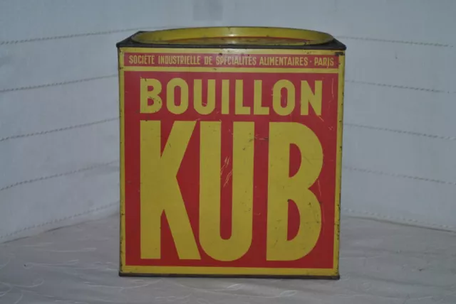 Alte Blech Dose Werbung Bouillon Kub 17 x 17 cm Deko Vintage Frankreich