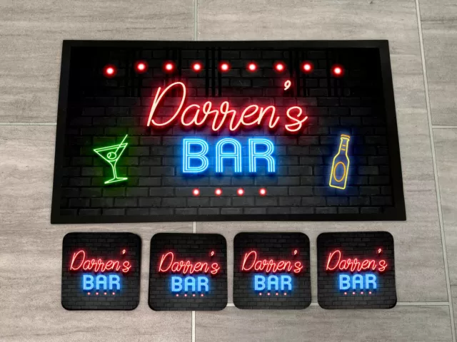 Personalizzato Barrette Runner Tappetino - Sottobicchieri Neon Effetto Casa Pub