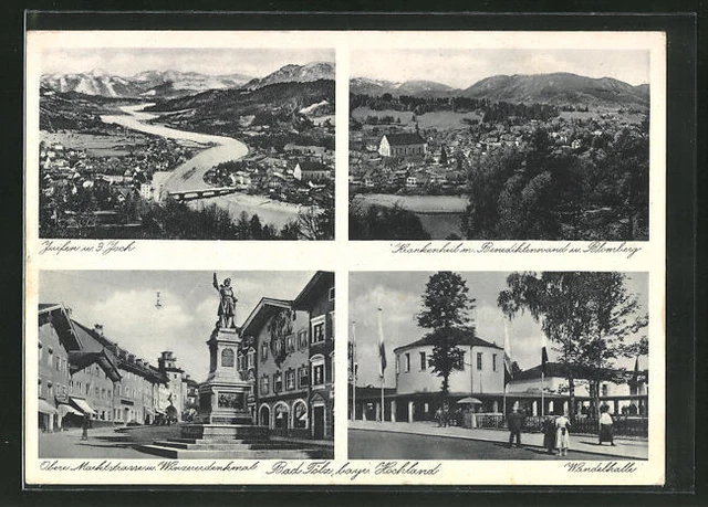 AK Bad Tölz, Totalansicht, Marktstraße mit Winzererdenkmal, Wandelhalle