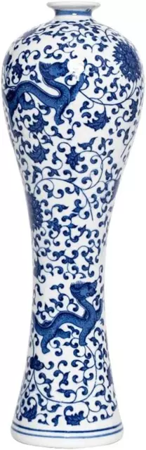China Ceramic Vase Blue and White Porcelain Chinese Handmade Decorative Flower V