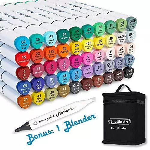 30 Colors Dual Tip Alcohol Based Art Markers,Shuttle Art Alcohol