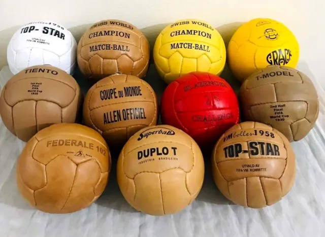 FIFA World Cup 1930,1966 Vintage Historical Ball Set 11 Leather Football size 5 3