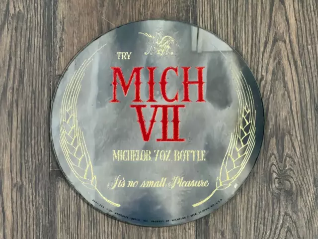 NOS Vintage Original MICHELOB MICH VII BEER Round Mirror Sign Anheuser-Busch