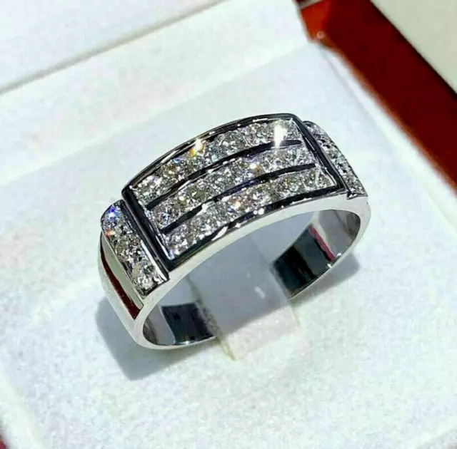 Anillo de boda para hombre, anillo de compromiso para mujer de moissanita...