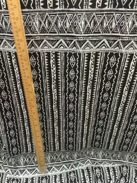 100% Rayon Challis Black N White African Bintu Print 58 Inches Wide By Yard