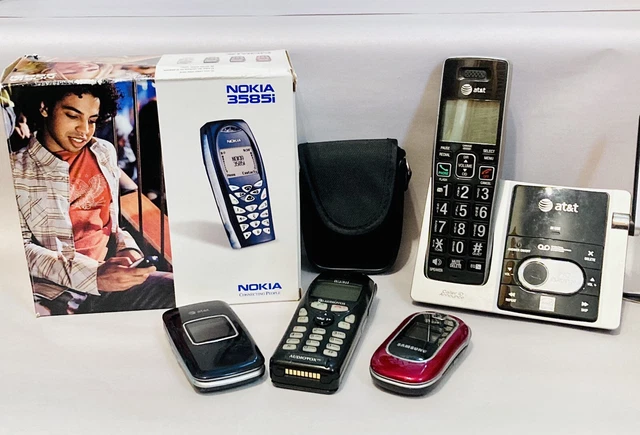 Lot Of 3 Cell Phones Nokia AT&T Samsung & 1 AT&T Landline Cordless Phone AS IS