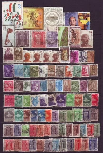 India 100 Different Small & Large Includes EXTRA LARGE Used Stamps