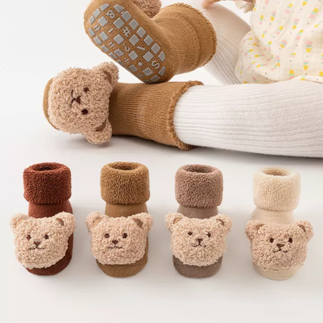 Chaussettes Antidérapantes En Coton Pour Bébés Garçons Et Filles 4/3 Pièces R