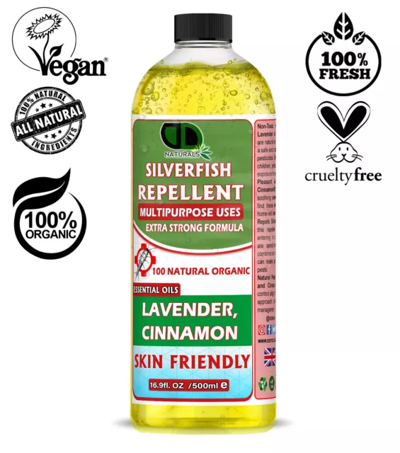 DD SILVERFISH REPELLENT with Lavender & Cinnamon Essential Oil EXTRA STRONG UK