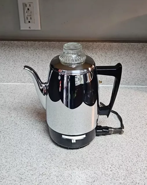 General Electric Vintage GE Automatic Percolator 8 Cup Chrome