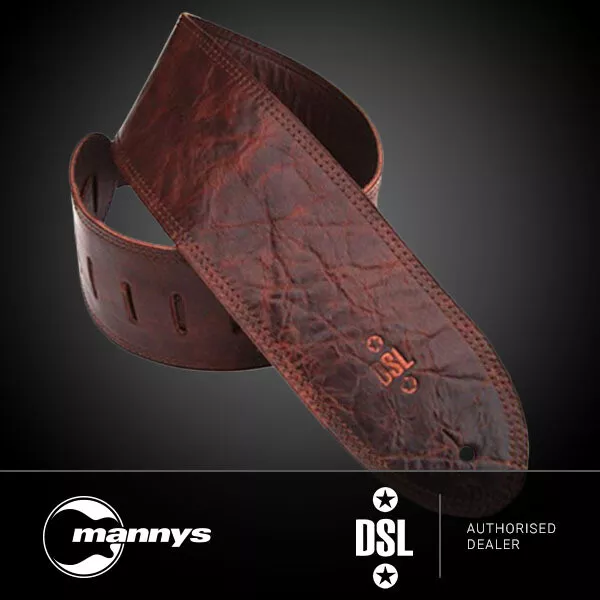 DSL GMD Distressed Leather Guitar Strap (Brown, 3.5")