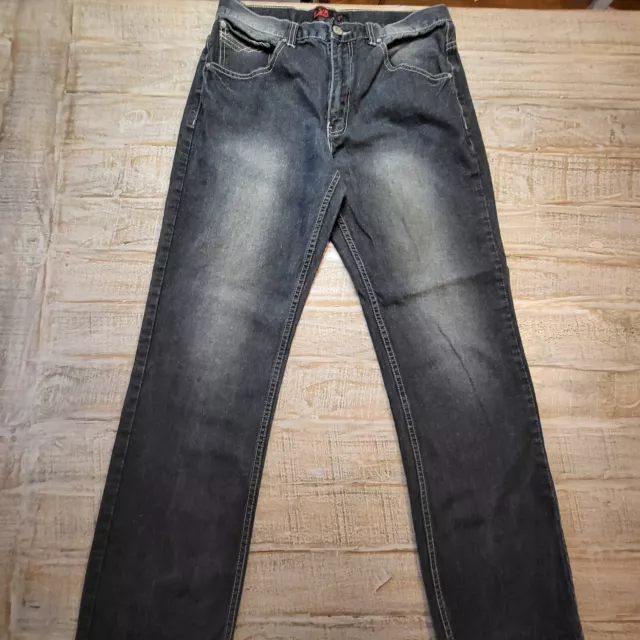 3 Percent Jeans Mens 32x31 Loose Fit Baggy Black Medium Wash Distressed Y2K