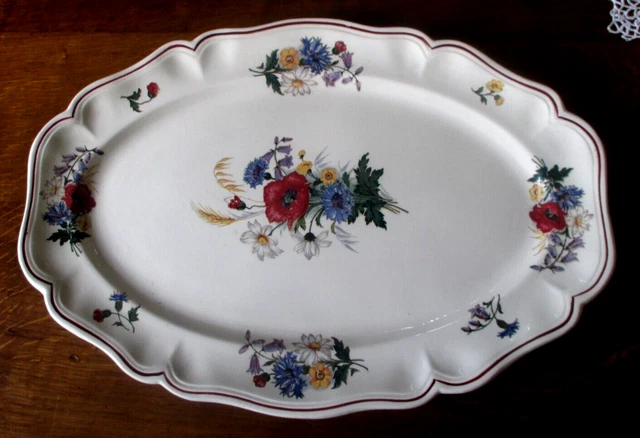 Plat De Service Ancien Ulster Pervinea – Céramique Cannelée Blanc, 27x19cm