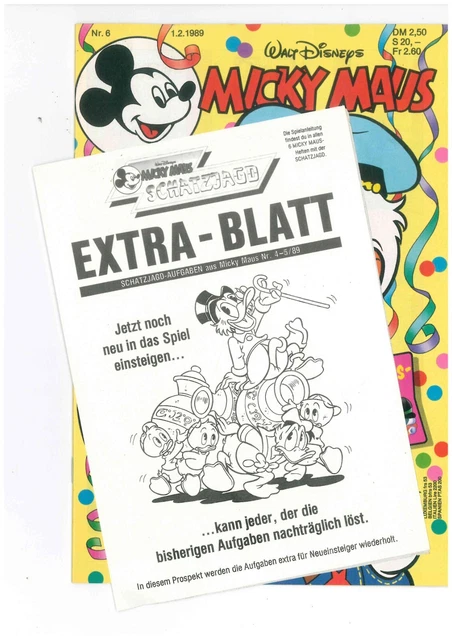 Micky Maus Heft Nr.6-1989 mit allen Beilagen+Lose Beilage ungelesen Z 1-2/2(M52
