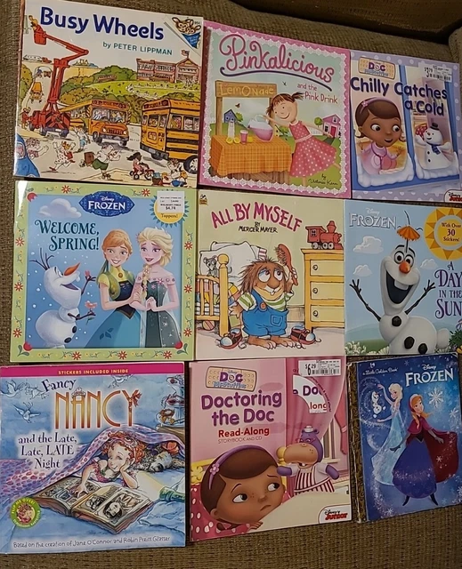 9 pc Mixed Lot of Childrens Readers Disney Frozen Fancy Nancy Pinkalicious Misc
