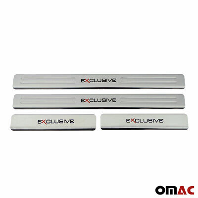 Chrome Door Sill Plate Cover Trim Exclusive Embossed 18.5'' x 1.77'' 4 Pcs