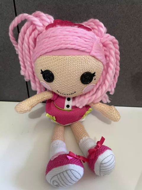 Lalaloopsy Pink Yarn Hair Hot Pink Dress Lace 10" Soft Plush Stuffed  doll VGC