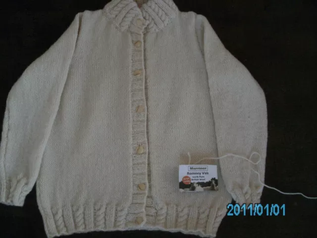 New Hand Knitted Size 14 Pure Wool Aran Cardigan