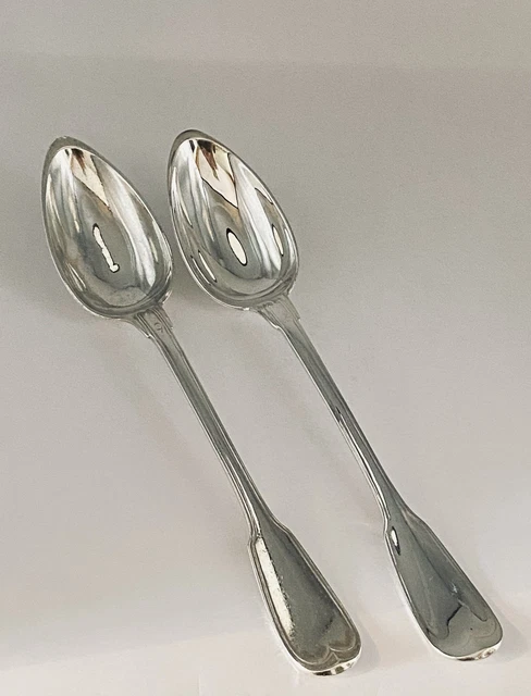 Paire De Cuillères à Ragout En Argent Anglais, London 1924