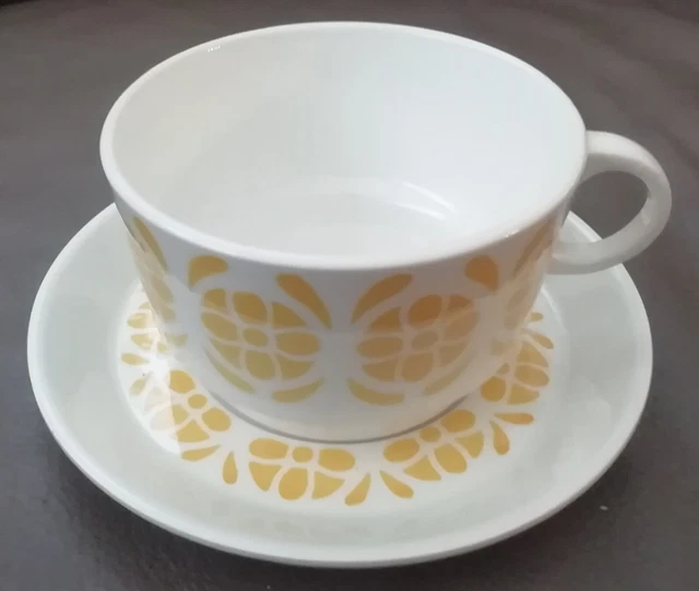 Tasse à Café Vintage Digoin - Motif écossais Jaune - Occasion En Bon état
