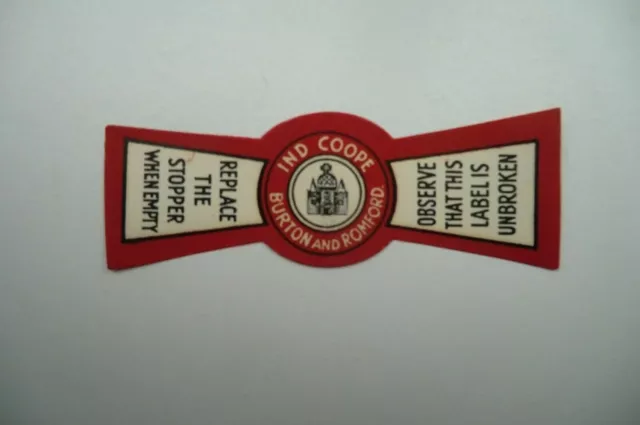 Mint Ind Coope Burton & Romford Neck Strap Brewery Beer Bottle Label