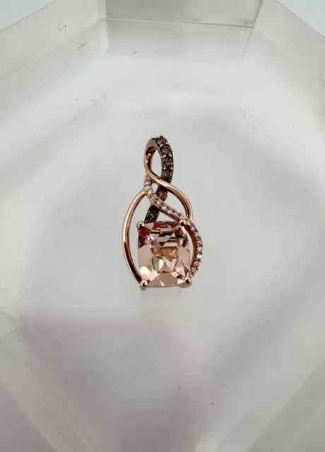 LE VIAN 14k Rose Gold White Chocolate Diamond Accent Morganite Necklace Pendant