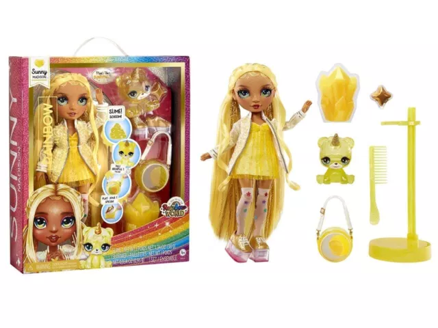 Rainbow High Fashion Doll with Slime & Pet - Sunny (Yellow) - 28 cm Shimmer Doll