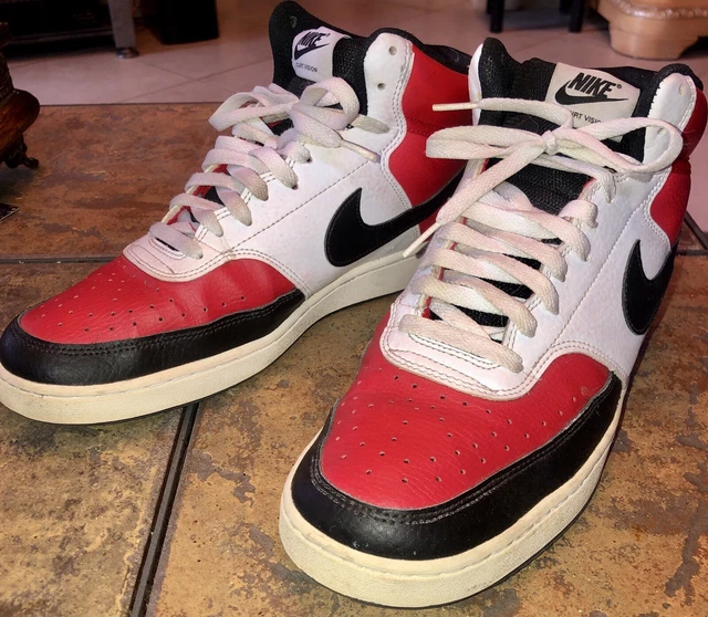NIKE COURT VISION Mid Satin Red Black White Sneakers MEN 11  display picture 1
